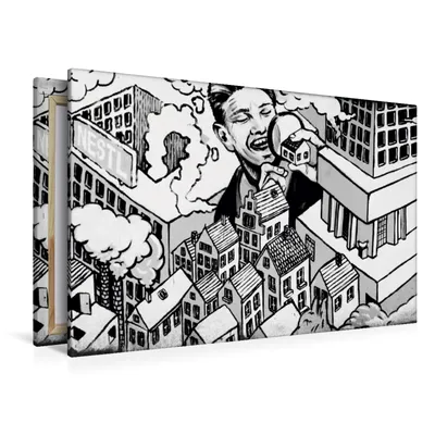Produktbild von Calvendo Textil-Leinwand 120 cm x 80 cm quer Ein Motiv aus dem Kalender Schwarz Weiße Graffiti Impressionen aus Bielefeld, Schwarzer Kurt; 7383711