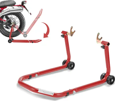 Image de Béquille de moto Jayseuw 300 kg Béquille de montage pour roue arrière | Adaptateur U-Type| Capacité de charge élévateur moto Rouge