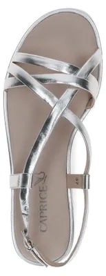 Produktbild von Caprice Damen Sandale aus Leder mit Slingback-Riemen 9-28100-44, Größe:39 EU, Farbe:Silber