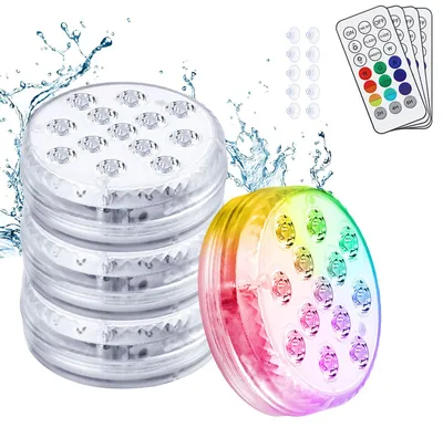 LED Unterwasserlicht 4er-Set, 13 LED, IP68, mit Fernbedienung