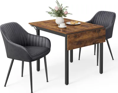 Produktbild von VASAGLE Essgruppe, Küchentisch mit 2 Polsterstühle, Esstisch-Set, klappbar