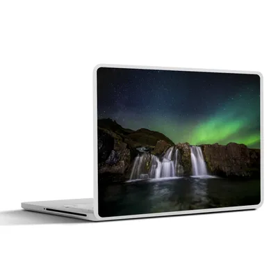 Produktbild von MuchoWow® Laptop Aufkleber Sticker Cover Nordlicht - Wasserfall - Island - Natur 25x18 cm - Laptop-Deko
