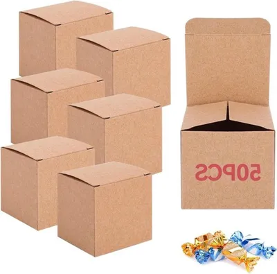50 Stück Kraftpapier Geschenkboxen 5 x 5 x 5 cm, Kartonboxen mit Deckel, Ideal für Geburtstage, Hochzeiten und Feiern