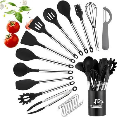 Immagine prodotto di Set di utensili da cucina in silicone da 23 pezzi, resistente al calore, spatola antiaderente