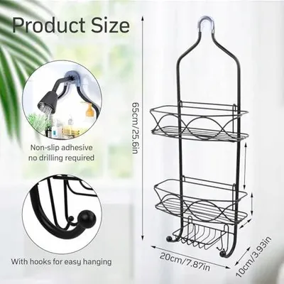 Zdjęcie produktu dla Organizer prysznicowy 3 poziomowy ze stali nierdzewnej bez wiercenia