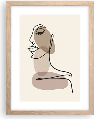 Produktbild von Gerahmtes Poster - Rahmen in heller Eiche - Linie Kunst Boho - 30x40 cm - Wand Bild - Wanddeko - Wandbilder - Kunstposter - Wandposter - Bilderrahmen - Bilder - Kunstdruck - P2NPA30x40-4728