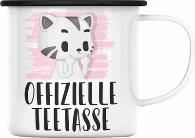 Produktbild von Trendation - Offizielle TeeEmaille Tasse Lustige Emaille Tasse für Tee Geschenk Teetrinker (Schwarz)