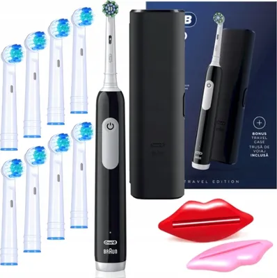 Produktbild von Oral-B | Elektrische Zahnbürste - Pro Series 1 - Schwarz - Mit Reiseetui und 8 Aufsätzen - Effektive Reinigung
