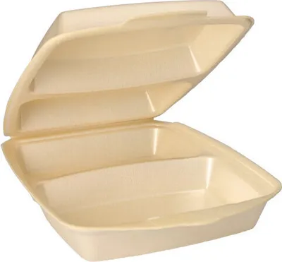 Produktbild von 1800 Menüboxen mit Klappdeckel, XPS 2-geteilt 7,5 cm x 22 cm x 28,5 cm beige laminiert
