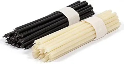 Produktbild von Kerzenset Bienenwachskerzen Schwarzweiß №140 I hochwertige Ritualkerzen L-16 cm Ø-5,0 mm I 30 Min Brenndauer I dünne Kerzen tropf- und rauchfrei (40 Stück)