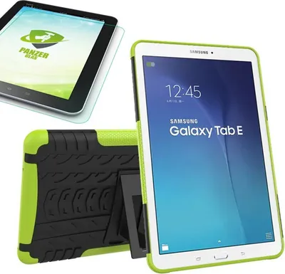 Produktbild von Hybrid Outdoor Tasche Grün für Samsung Galaxy Tab E 9.6 T560 + 0.4 Hartglas