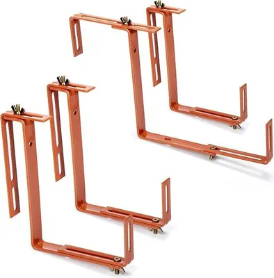 Productafbeelding van 4-delige balkonlampbeugel - flexibele metalen beugel voor plantenbakken - 2-voudig verstelbaar - geen boren nodig - 4 stuks - lichtbruin