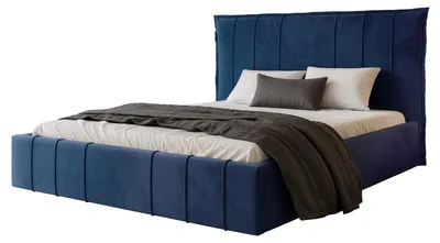 Produktbild von Polsterbett TERENZO 140x200 Dunkelblau Samt mit Bettkasten & Lattenrost