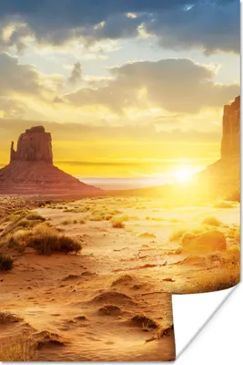 Produktbild von MuchoWow® Poster Sonnenuntergang - Felsen - Landschaft - Horizont 120x180 cm - Kunstposter