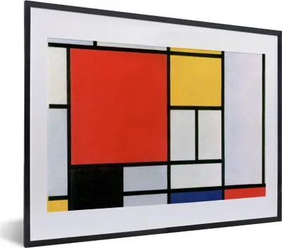 Produktbild von MuchoWow® Gerahmtes Poster Kunst - Mondrian - Alte Meister 40x30 cm - Poster mit Schwarzem Bilderrahmen Wandposter Rahmen Foto Bilder - Bilderrahmen - Poster im Rahmen