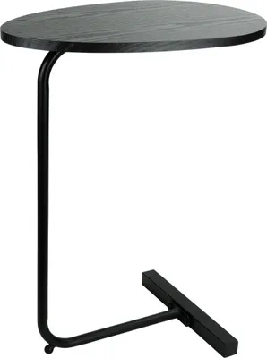 Produktbild von QUVIO Beistelltisch - Oval - Sofatisch - Beistelltisch - Nachttisch - Modern - Laptoptisch - Schwarz - Holz - 30 x 45 x 60 cm