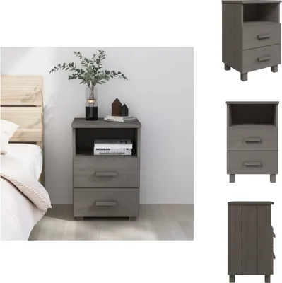 Image de vidaXL Table de nuit HAMAR gris clair 40x35x62 cm Pin massif - Tables de chevet