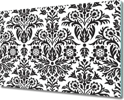 Produktbild von Glas-Herdabdeckplatte Glaskeramikkochfeld-Abdeckung Spritzschutz - 80x52 cm - Damast Floralschwarz