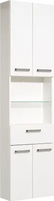 Produktbild von Badezimmer Hochschrank WARSCHAU-66 in weiß glänzend - B/H/T: 50/195,5/20cm