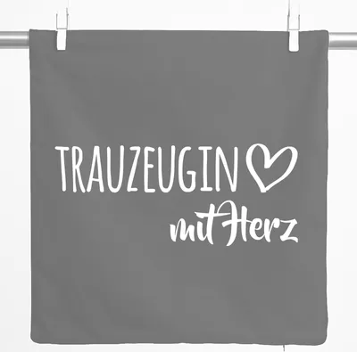 Produktbild von Huuraa Kissenbezug Trauzeugin mit Herz 40x40cm Steel Grey Baumwolle Dekokissenbezug Geschenkidee