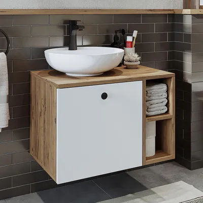 Immagine prodotto di Roomart LOTUS-I-65 Set di mobili da bagno a 2 elementi, larghezza 65 cm, rovere bianco
