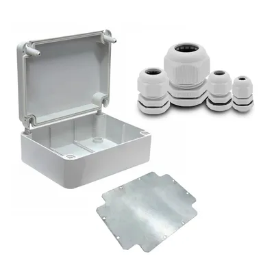 Produktbild von ARLI SET: Abzweigdose IP67 Aufputz 250 x 200 x 90 mm inkl. Montageplatte + 40x Kabelverschraubung M12 / M16 / M20 / M25 Set