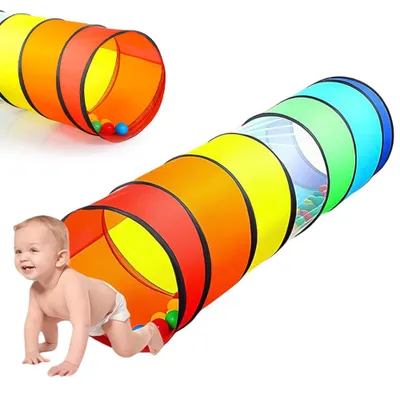 Produktbild von Tunnel für Kinder - Spielzelt für Draußen mit Mesh-Seiten - 175cm Tunnel motorische Fähigkeiten Baby-Krabbel-Spielzeug Klappbares Pop-up Spielzeug