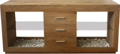 Produktbild von Teako Design Waschtisch Timra Teak massiv mit 3 Schubfächern 180x55x80 cm