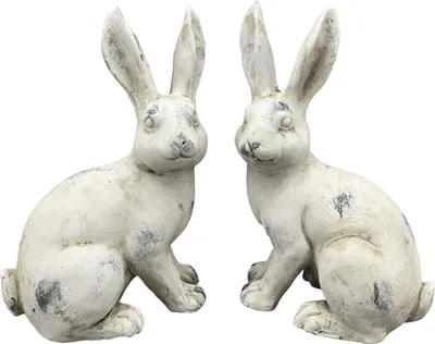 Produktbild von Hase VALO Osterfigur creme 2fach sort. Vintage Polyresin 11x6,5cm H15cm Skulptur Ostern