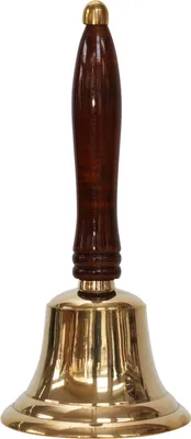 Produktbild von Tischglocke 22cm Handglocke Glocke Schulglocke Antik-Stil Messing Holz (d)