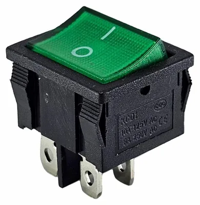 Image de Interrupteur à bascule verte 4 broches 6 A 250 V CA Interrupteur pour appareil, 24 x 21 mm, éclairé