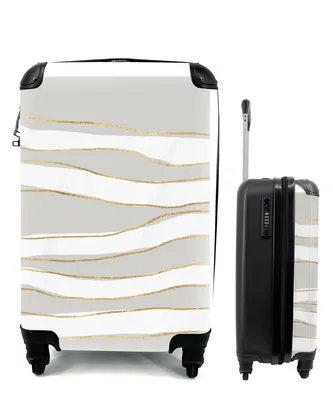 Produktbild von MuchoWow® Koffer Handgepäck Trolley Rollkoffer Kleine Reisekoffer mit 4 Rollen - Linie - Abstrakt - Muster - Cabin Size < 55x40x23 cm & 55x40x20 cm - Fotokoffer - Kabinenkoffer - Boardgepäck - Reise-Box - Reisekoffer - Reisegepäck - Koffer mit Bild - Trolley für Kinder