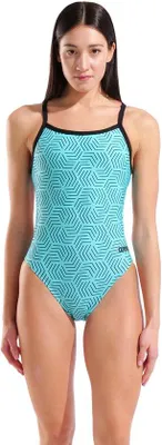 Produktbild von ARENA Damen Allover Badeanzug Challenge Back, Wasser/Multi-Schwarz, Gr. 36