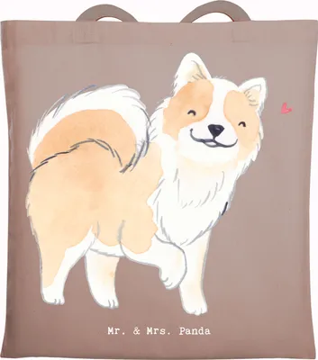 Produktbild von Mr. & Mrs. Panda Jutebeutel Islandhund Moment - Braun Pastell - Geschenk, Isländischer Schäferhund, Shopping Tasche, Tote Bag, Beutel, Laptoptasche