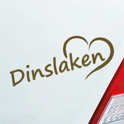 Produktbild von Auto Aufkleber Dinslaken Herz Stadt City Liebe Love Heimat Heart 19x8 cm Gold Sticker Heckscheibenaufkleber