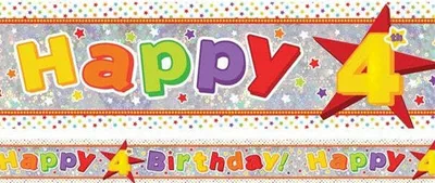 Produktbild von Folienbanner 4. Geburtstag holografisch 2,7m