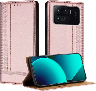 Produktbild von Handyhülle für Xiaomi 11 Ultra Leder Flip Klappbare Schutzhülle mit Standfunktion Pink