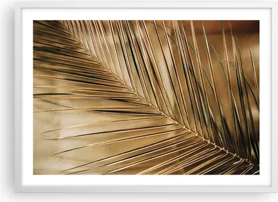 Produktbild von Gerahmtes Poster - Weißer Rahmen - Blatt Gold Pflanze - 70x50 cm - Wand Bild - Wanddeko - Wandbilder - Kunstposter - Wandposter - Bilderrahmen - Bilder - Kunstdruck - Wanddekoration - P2WAA70x50-5041