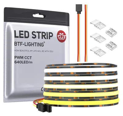 COB CCT LED-Streifen 5m 640 LEDs/m 3000K-6000K dimmbar schwarz