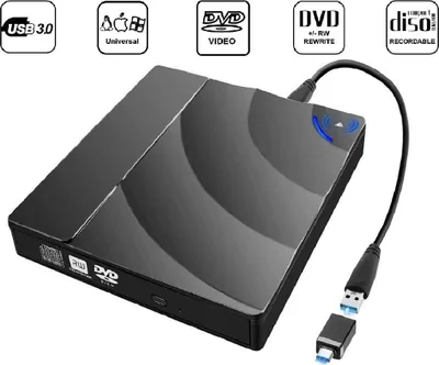 Produktbild von Externes CD/DVD-Laufwerk USB 3.0 & Typ-C, tragbarer DVD/CD-Brenner, Plug & Play für Laptop & PC, kompatibel mit Mac & Windows 11/10/8/7
