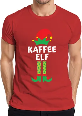 Produktbild von Kaffee Elf Kaffeetrinker - Weihnachten Weihnachtsgeschenk Christmas Herren T-Shirt, Rot, S