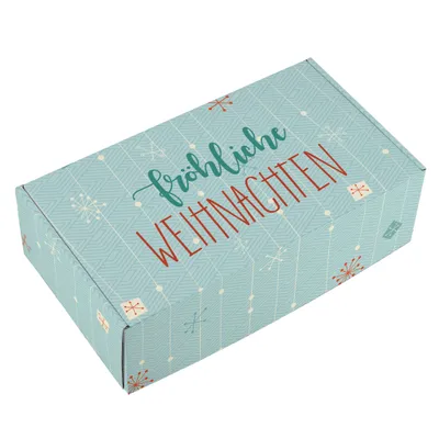 Produktbild von Geschenkkarton zu Weihnachten mit Motiv "Fröhliche Weihnachten" - Geschenkverpackung aus Pappe bedruckt