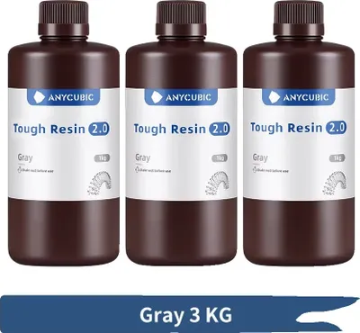 Immagine prodotto di resina per stampante 3D, compatibilità 405nm, resina ECO solubile in acqua, Robust 2.0 grigio 3 KG