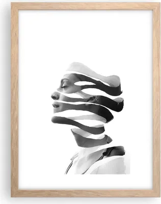 Produktbild von Gerahmtes Poster - Rahmen in heller Eiche - Frau Surrealismus Monochrom - 30x40 cm - Wand Bild - Wanddeko - Wandbilder - Kunstposter - Wandposter - Bilderrahmen - Bilder - Kunstdruck - P2NPA30x40-4430
