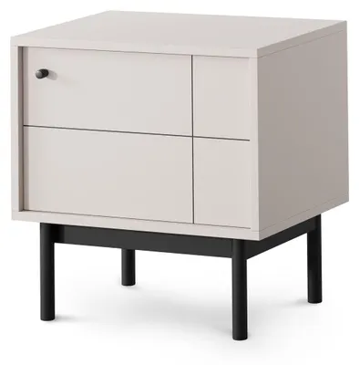 Produktbild von Nachttisch Sabi im Japandi-Stil, Kaschmir, 53,5x56,6x39 cm, mit Soft-Close-System