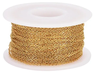 Edelstahl-Kabelkette, 10 m, goldfarben, gedrehte Kreuzkette