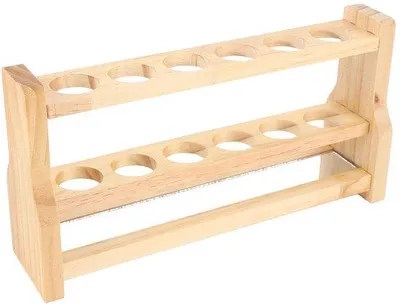Produktbild von Reagenzglasständer aus Holz mit 6 Fächern - Für Labor und Wissenschaft - Naturholzdesign