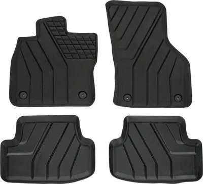 Produktbild von J&J AUTOMOTIVE | EKO Gummimatten Gummifußmatten Für Golf 7 2012-2018, Schwarz, Anti-Rutsch, Ohne Geruch, mit Tunnel, Allwetter, Rand 3cm, Set 4-Teilig, mit Befestigungen