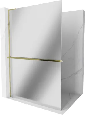 Produktbild von Mexen Kioto+ L Duschwand mit Regal 80 x 200 cm, Spiegel, Gold - 800-080-123-50-50