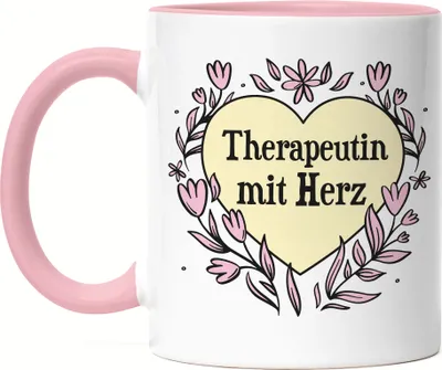 Produktbild von Therapeutin mit Herz Tasse Rosa Geschenkidee Zum Danke Sagen Beste Therapeutin